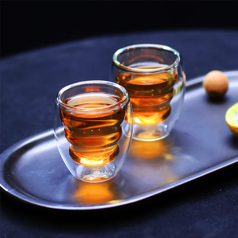 Ensemble tasses expresso double paroi verre 80ml - vue 3 sur 7