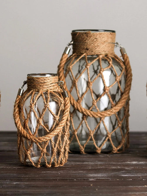 vase en verre tissé à la main décoration bohème pour fleurs sèches - vue 5 sur 8