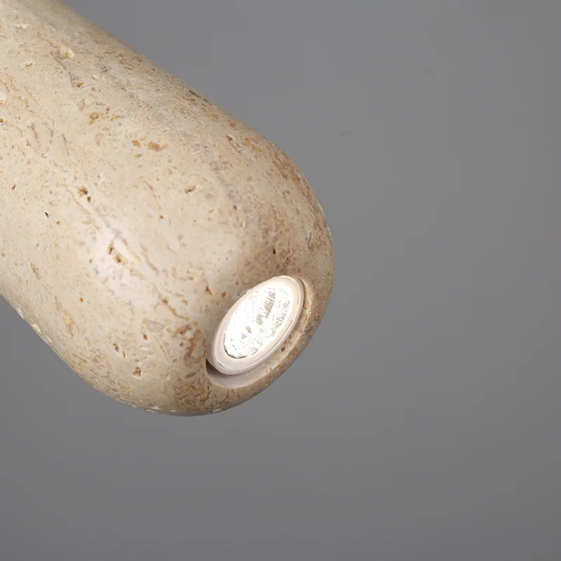 lustre suspendu led rétro avec pierre naturelle vintage - vue 6 sur 6