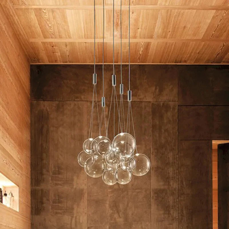 sandyha suspension led avec boules de verre pour décoration intérieure