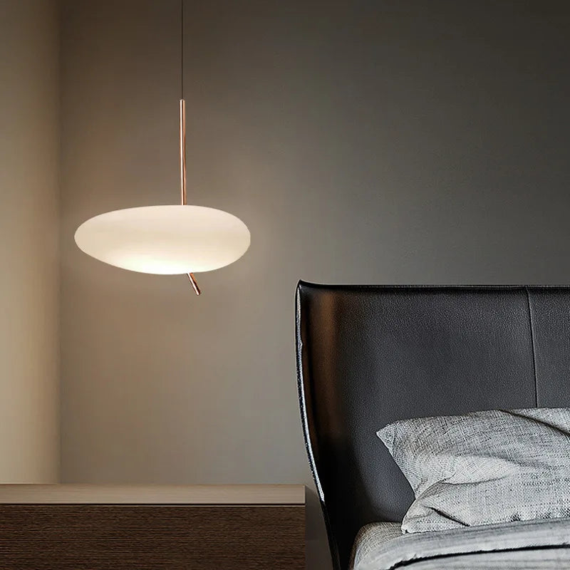 lampe led nordique suspendue avec interrupteur tactile et galets de verre - vue 5 sur 8