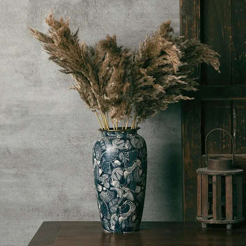 vase rétro en céramique fait main avec dorure décorative - vue 5 sur 9
