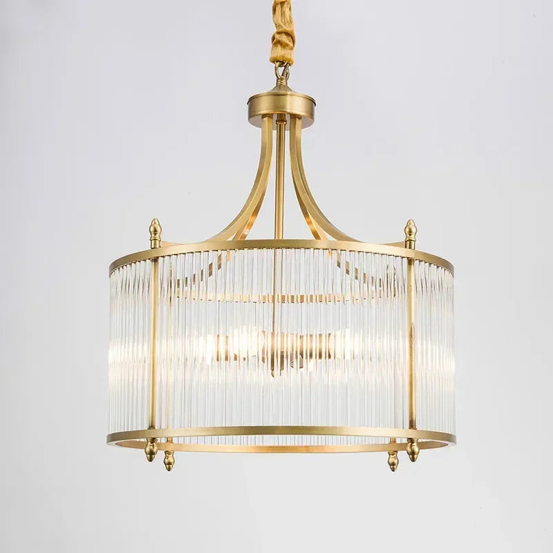 lustre de luxe moderne en cuivre doré avec éclairage led - vue 4 sur 12