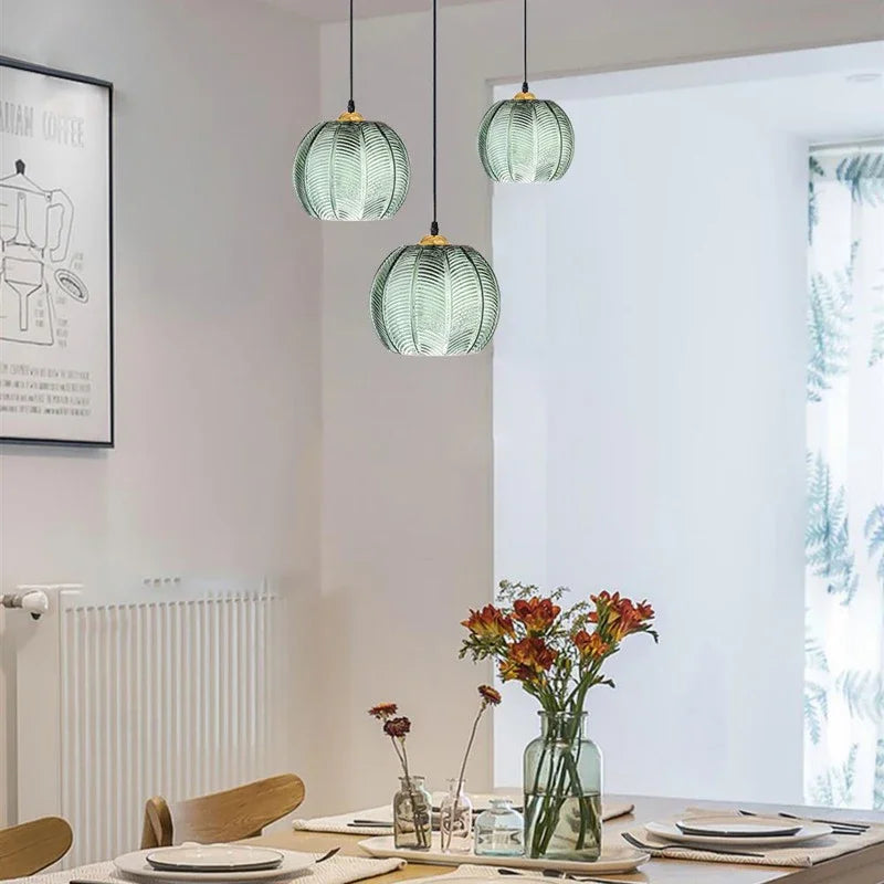 suspension Nordique moderne LED rayé verre pour salle à manger cuisine île chevet décor à la maison - vue 4 sur 10