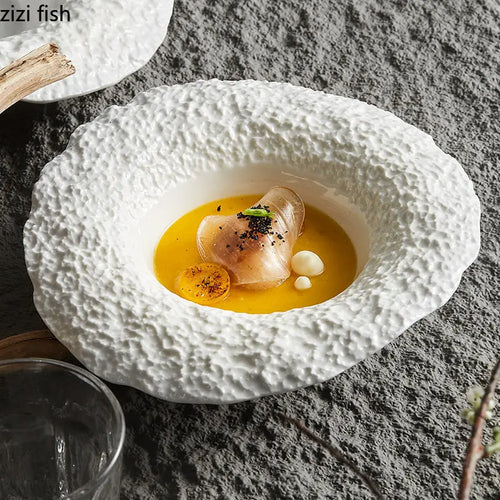 Assiette céramique texture roche bol chapeau design