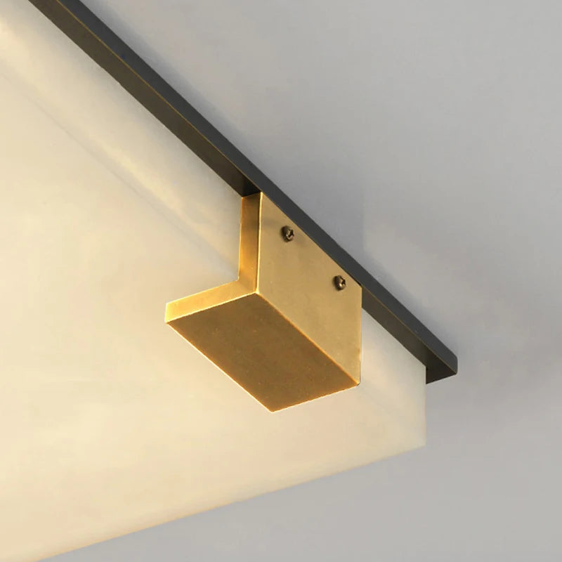 plafonnier carré en marbre et laiton doré led luxueux - vue 8 sur 7