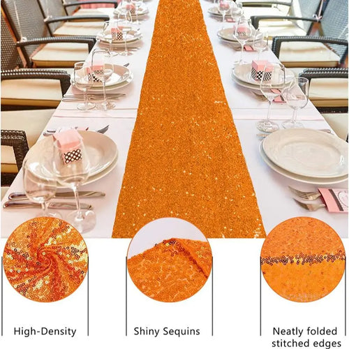 Chemin de table orange paillettes décoratif fête mariage