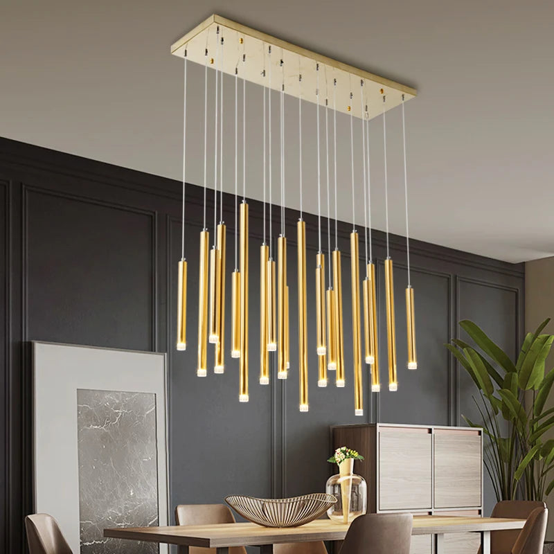 lustre nordique moderne en acier inoxydable pour villa de luxe