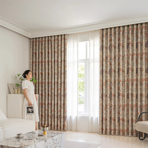 Rideau occultant motifs floraux modernes pour salon chambre - vue 3 sur 9