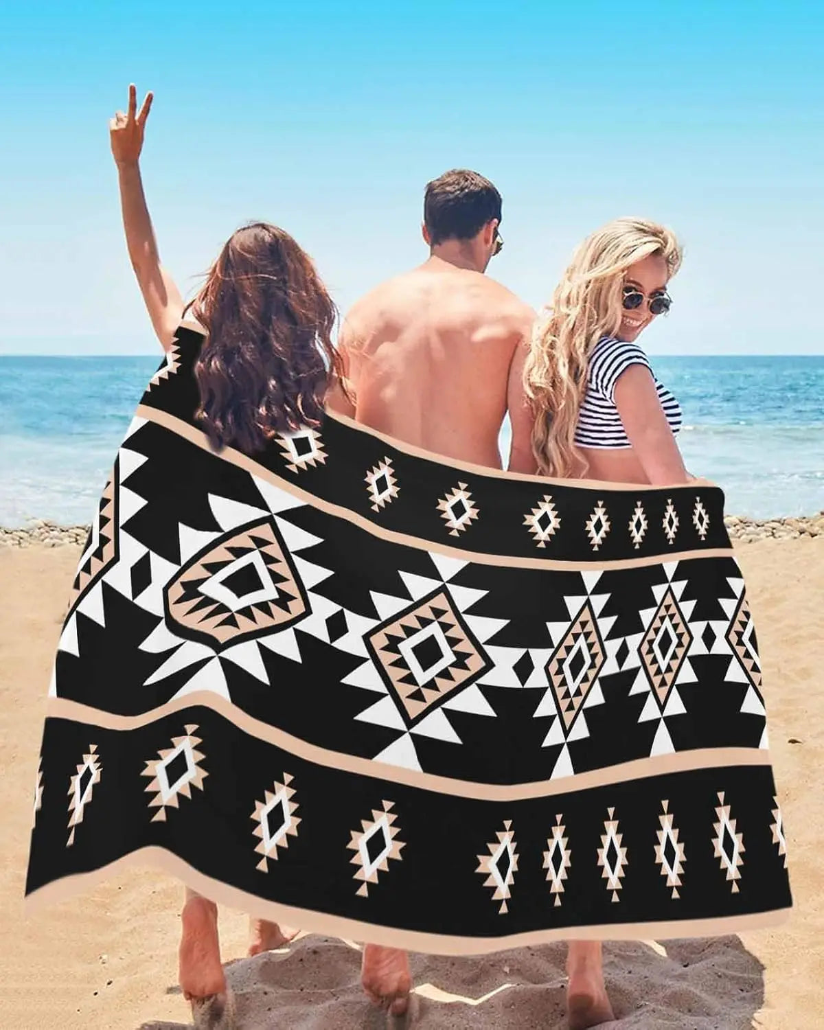 serviette de plage motifs azteques douce absorbante legere - vue 3 sur 6