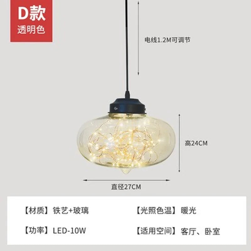 lustre nordique étoilé en verre pour décoration moderne - vue 10 sur 24