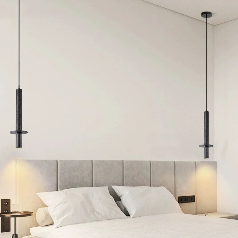 suspension LED nordique moderne chambre chevet longue ligne Simple décor à la maison jaune noir pierre