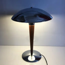 lampe de bureau nordique en bois avec abat-jour chromé