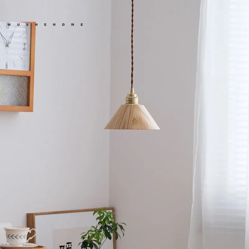 suspension led en bois moderne design nordique loft