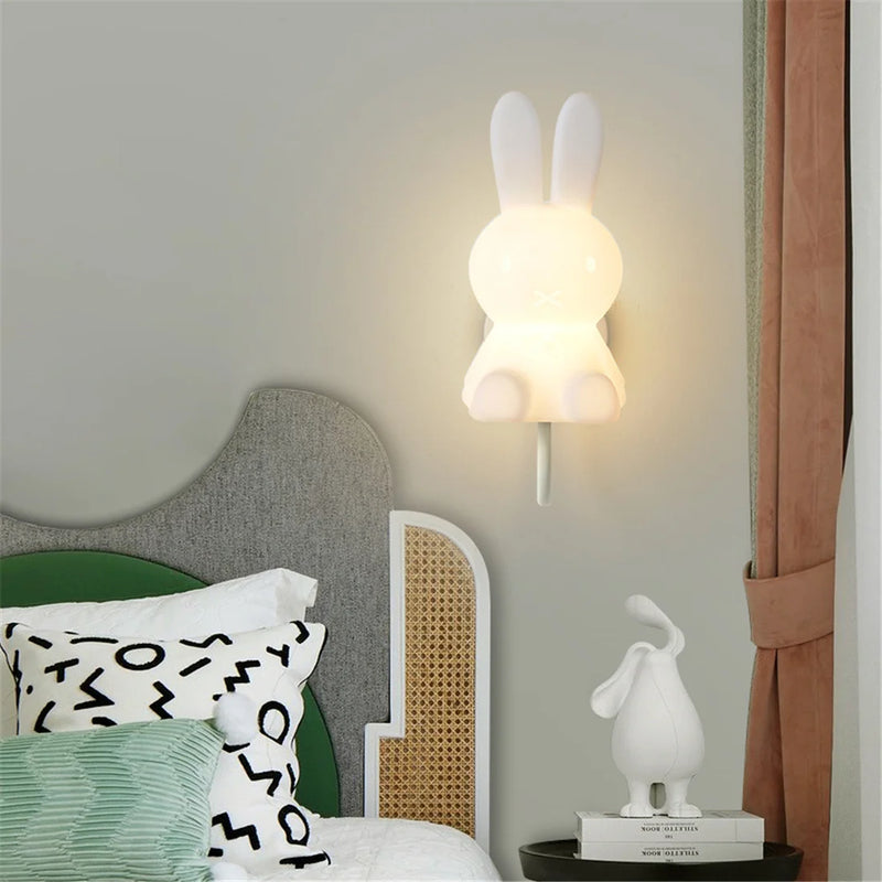 applique led murale pour enfants avec dessin de lapin