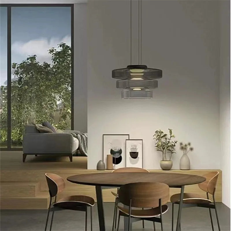 suspension design en verre série levels pour décoration moderne - vue 5 sur 24