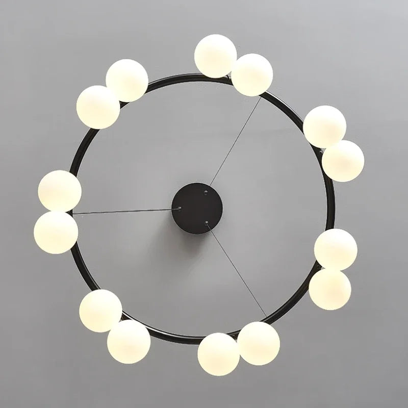lustre suspension led en forme de haricot avec suspension cerise - vue 6 sur 9