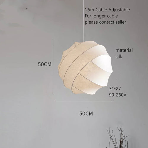 Lustre boule design en tissu style soie fait à la main - vue 6 sur 6