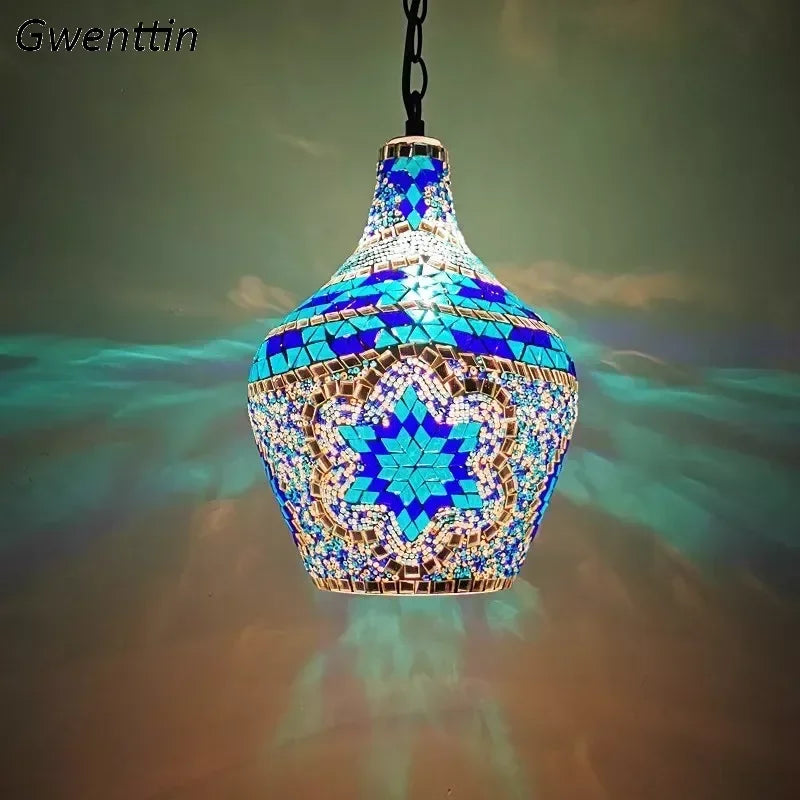 lustre en vase d'art bohème pour décoration intérieure artisanale - vue 5 sur 13