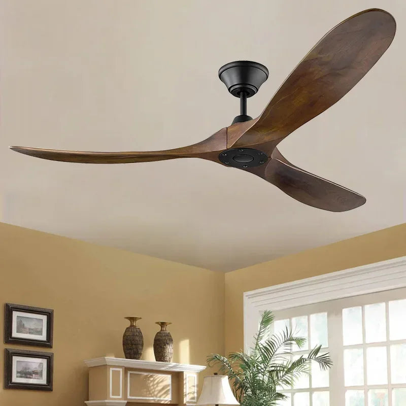ventilateur industriel en bois télécommandé sans lumière - vue 2 sur 16