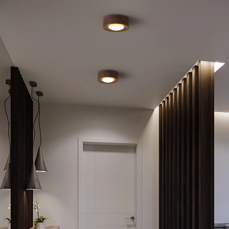 lampe plafonnier en noyer et frêne led décoration maison - vue 3 sur 10