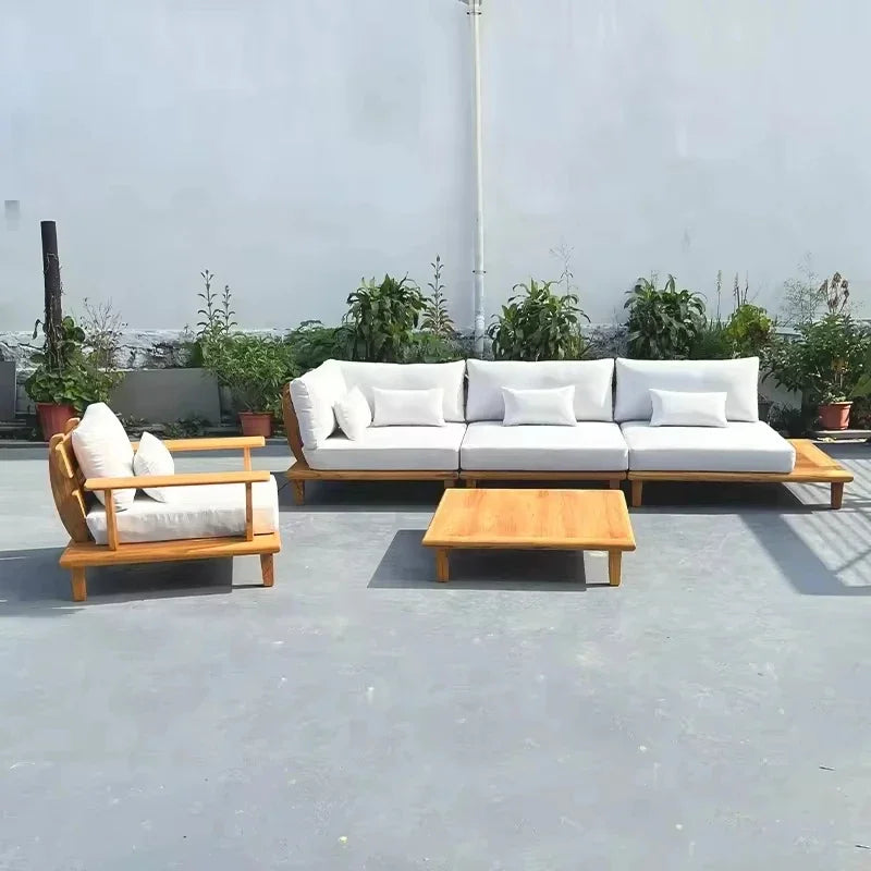 ensemble moderne de meubles d'extérieur en teck pour jardin et patio