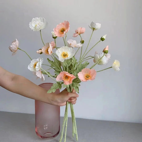 fausses fleurs de pavot en soie pour décorations de mariage et fêtes - vue 6 sur 29