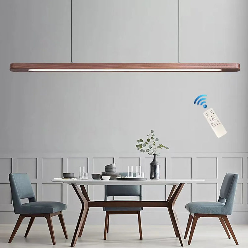Suspension LED en bois au design nordique moderne ovale à longue bande