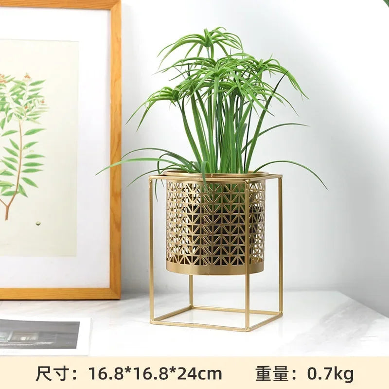 pot de fleurs doré léger et nordique créatif et tendance - vue 6 sur 9
