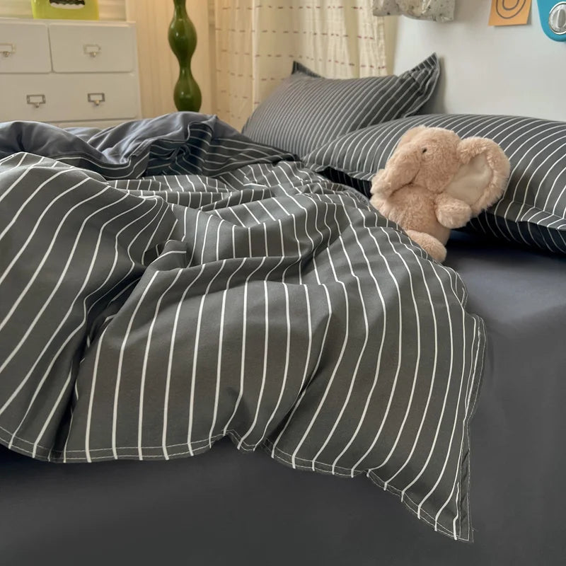 housse de couette rayée douce plusieurs tailles disponibles