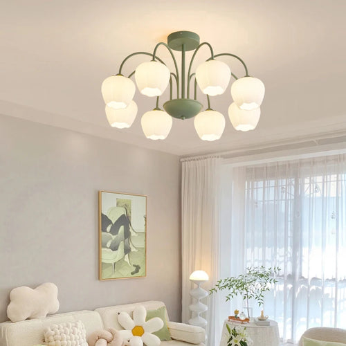 lustre à pétales en verre pour décoration intérieure kawaii - vue 2 sur 24