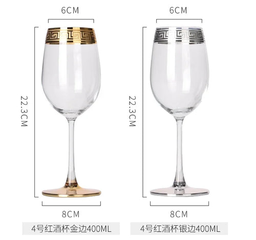 Verre à vin cristal style europeen bord argent