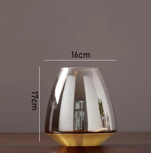 vase en verre moderne avec base métallique pour décoration florale - vue 6 sur 9