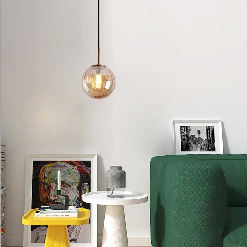 lustre moderne en verre design suspendu lumineux nordique - vue 4 sur 14