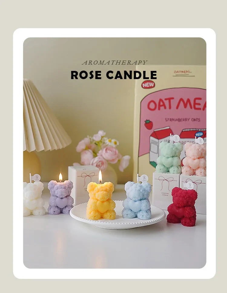 bougie ours en cire de soja parfumée pour détente et cadeaux - vue 4 sur 13