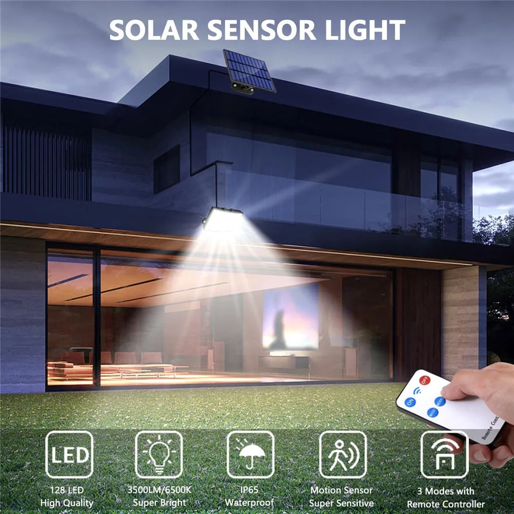 lumière solaire extérieure 128 led étanche avec capteur de mouvement 3 modes - vue 7 sur 7