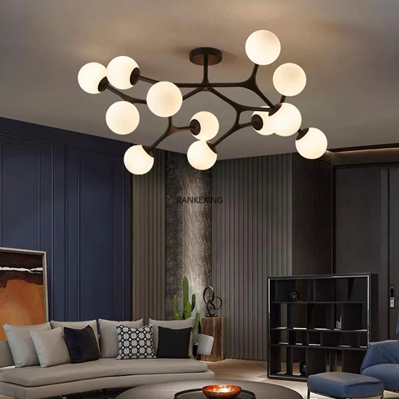 lustre suspension en boule de verre pour décoration maison - vue 4 sur 9