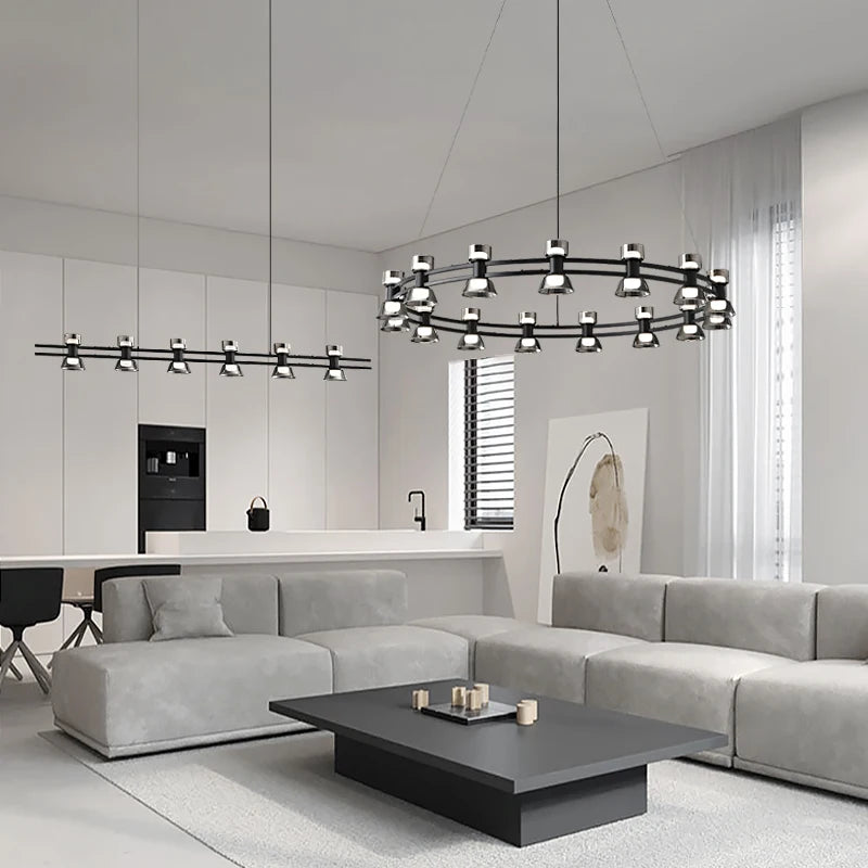 lustre créatif en cuivre et verre design moderne - vue 5 sur 12