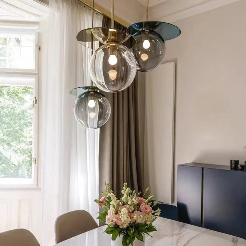 suspension moderne en verre teinté pour décoration intérieure - vue 5 sur 11