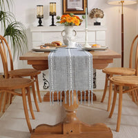 Chemin de table bohème rustique tressé franges rayures