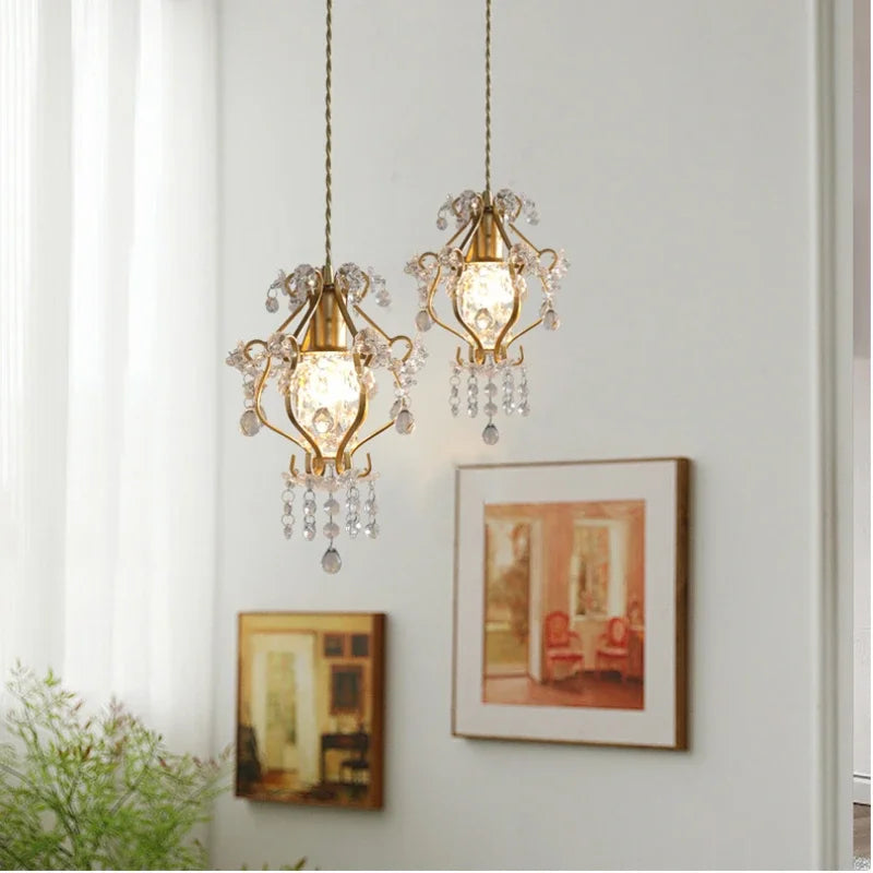 suspension en cristal rétro doré pour décoration intérieure élégante - vue 3 sur 8
