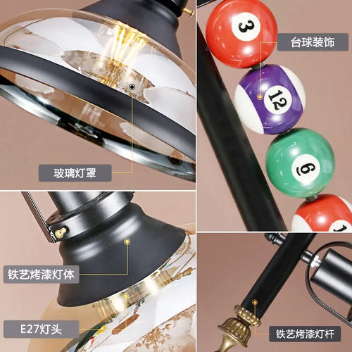 lustre rétro pour bar et billard décoration créative nostalgique - vue 6 sur 11
