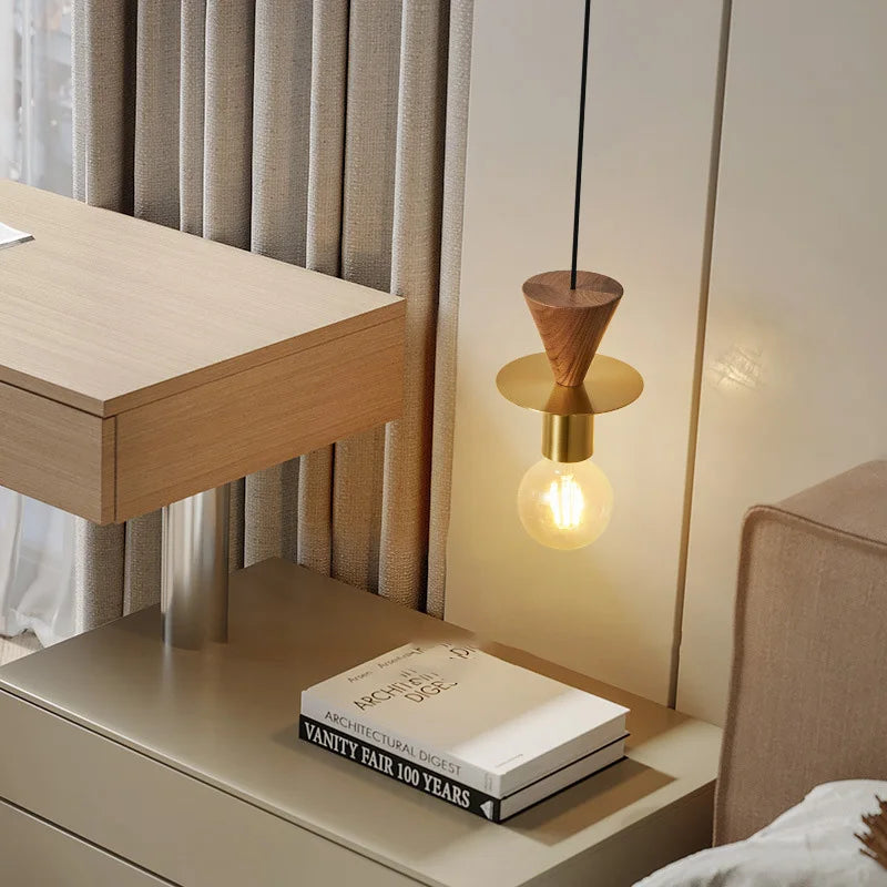 lampe suspendue moderne en bois pour bar