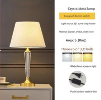 lampe de chevet en cristal tout cuivre de luxe européenne