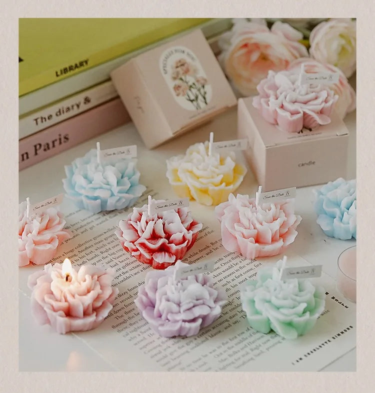 bougie parfumée artisanale en forme dœillet pour mariage et fêtes - vue 3 sur 13