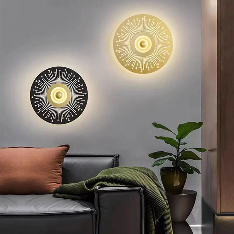 applique murale led art déco ronde en métal pour restaurant
