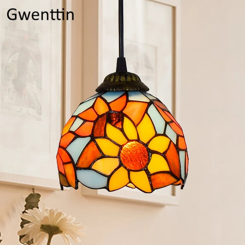 suspension en verre teinté style tiffany pour décoration moderne - vue 12 sur 14