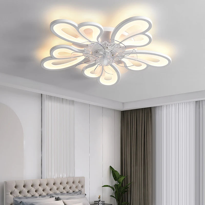 Busmos Fan LED Pendant Lamp Modern LED Pendant Lamp For Living Room, Bedroom, Studio Fan LED Pendant Lamp Dimmable White - vue 3 sur 9