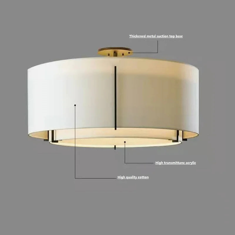 Plafonnier Style chinois LED Simplicité Art Tissu Rond - vue 5 sur 8