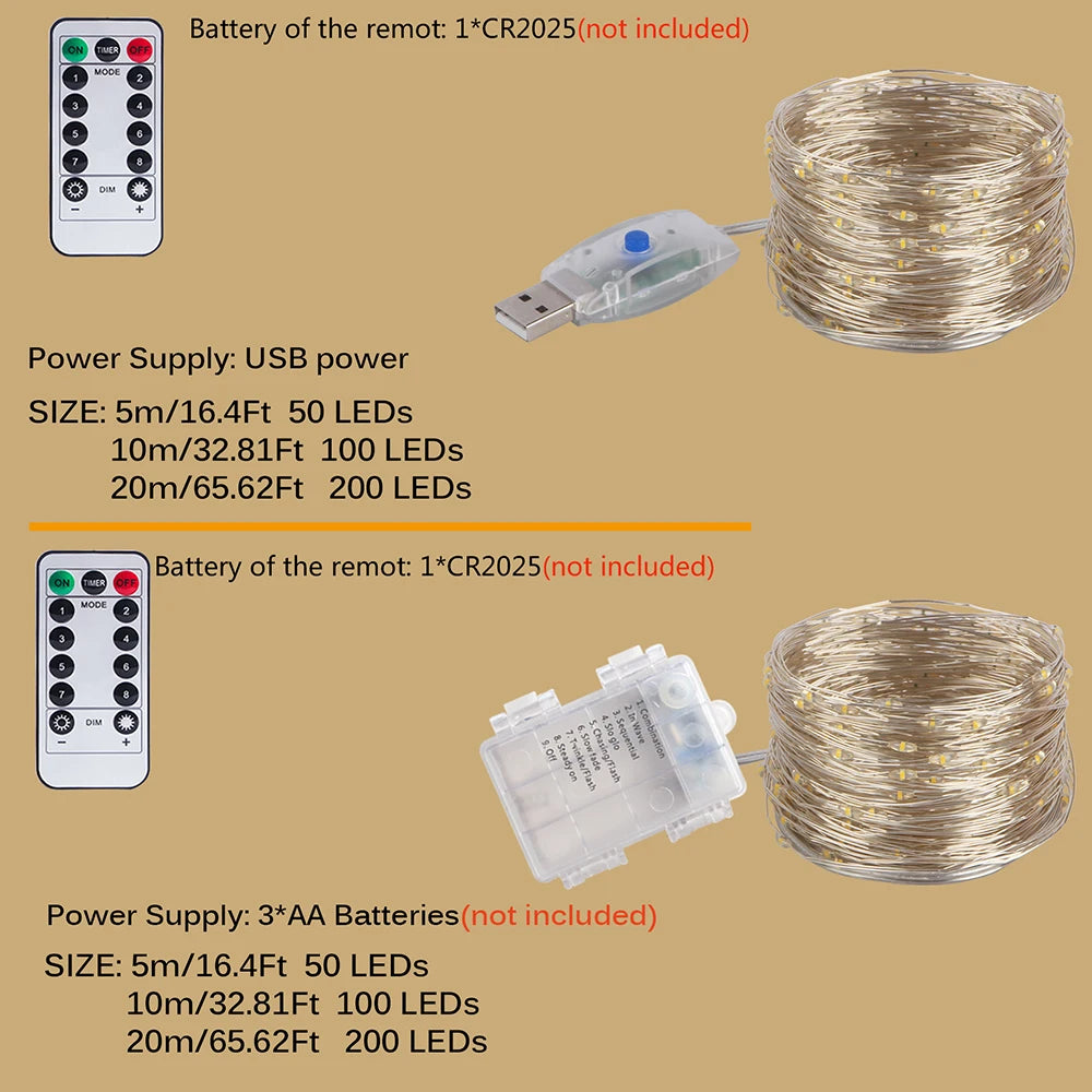 guirlande lumineuse led avec télécommande pour fêtes et décorations - vue 3 sur 12